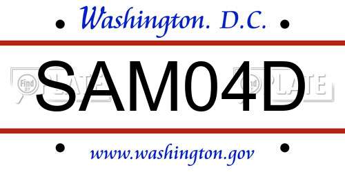 SAM04D District Of Columbia License Plate