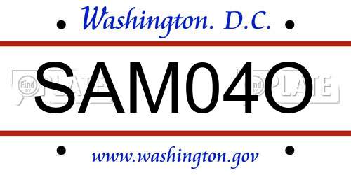 SAM04O District Of Columbia License Plate