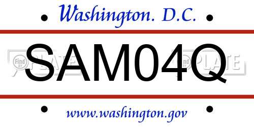 SAM04Q District Of Columbia License Plate