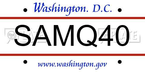 SAMQ40 District Of Columbia License Plate