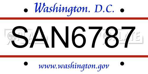 SAN6787 District Of Columbia License Plate