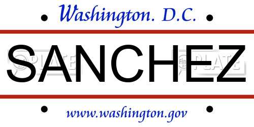 SANCHEZ District Of Columbia License Plate