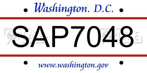 SAP7048 District Of Columbia License Plate