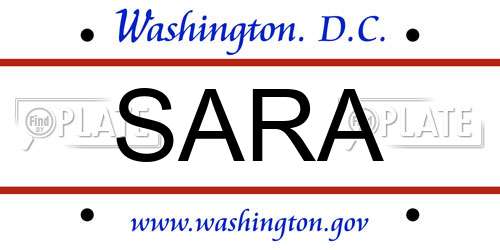 SARA District Of Columbia License Plate