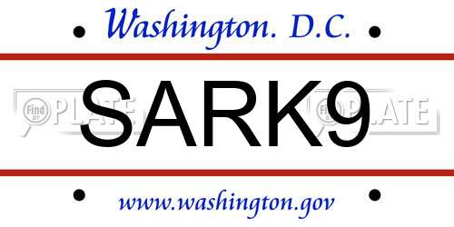 SARK9 District Of Columbia License Plate