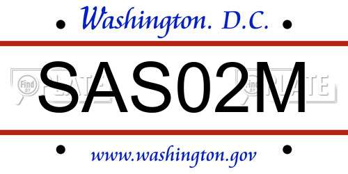 SAS02M District Of Columbia License Plate