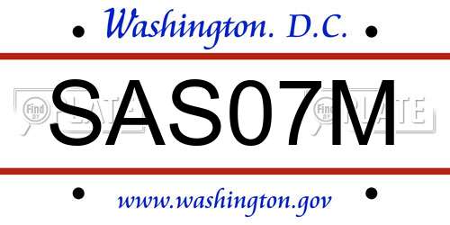 SAS07M District Of Columbia License Plate