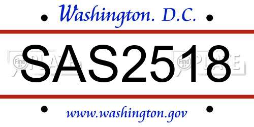 SAS2518 District Of Columbia License Plate