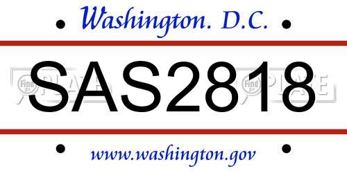 SAS2818 District Of Columbia License Plate