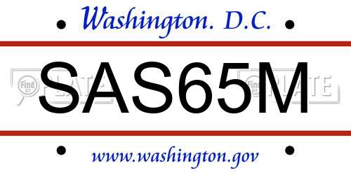 SAS65M District Of Columbia License Plate