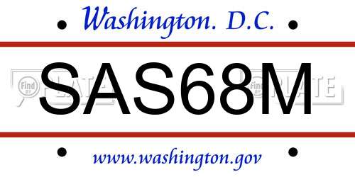 SAS68M District Of Columbia License Plate