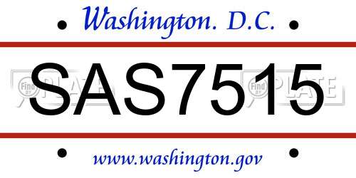 SAS7515 District Of Columbia License Plate