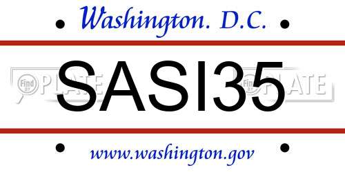 SASI35 District Of Columbia License Plate