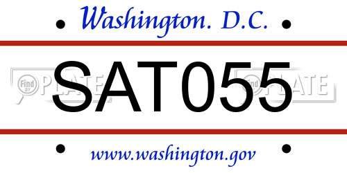 SAT055 District Of Columbia License Plate