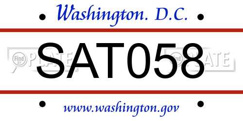 SAT058 District Of Columbia License Plate