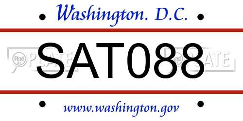 SAT088 District Of Columbia License Plate