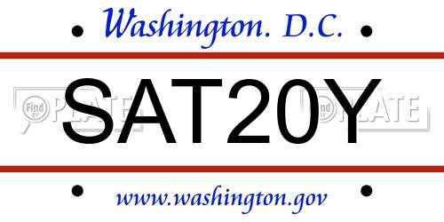 SAT20Y District Of Columbia License Plate