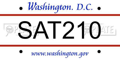 SAT210 District Of Columbia License Plate