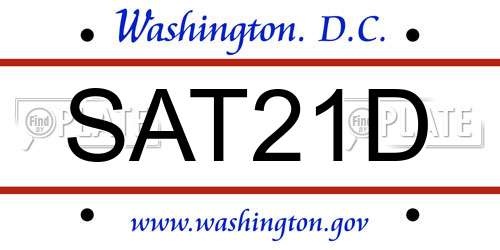 SAT21D District Of Columbia License Plate