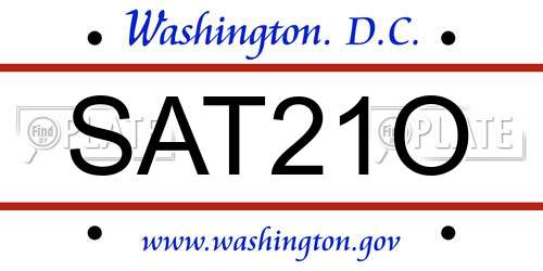 SAT21O District Of Columbia License Plate