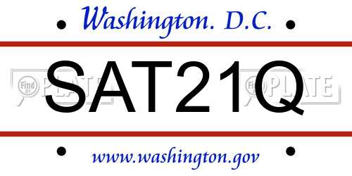 SAT21Q District Of Columbia License Plate
