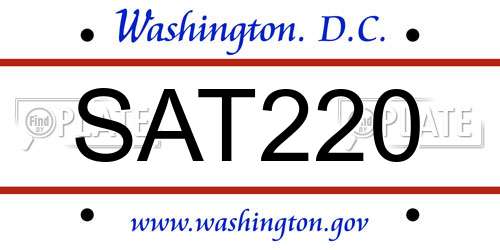 SAT220 District Of Columbia License Plate