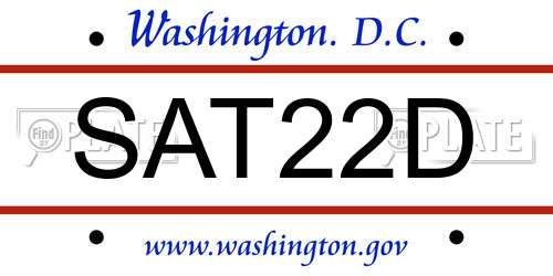 SAT22D District Of Columbia License Plate