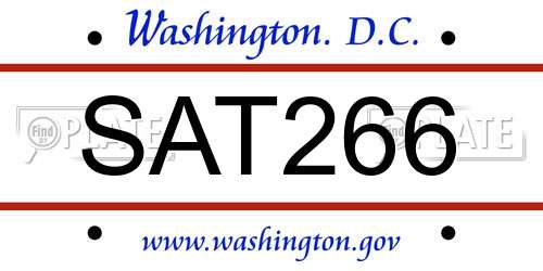 SAT266 District Of Columbia License Plate
