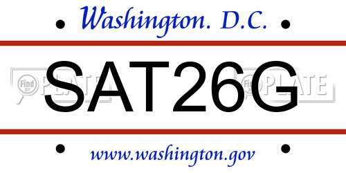 SAT26G District Of Columbia License Plate