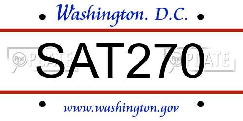 SAT270 District Of Columbia License Plate
