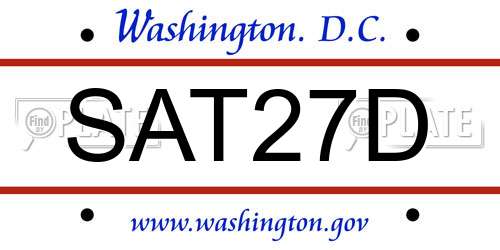 SAT27D District Of Columbia License Plate