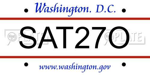 SAT27O District Of Columbia License Plate