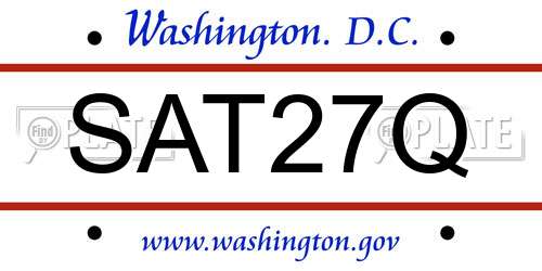 SAT27Q District Of Columbia License Plate