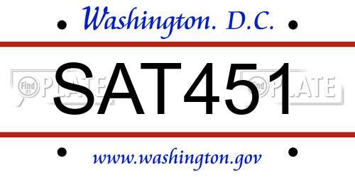 SAT451 District Of Columbia License Plate