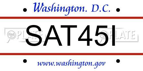 SAT45I District Of Columbia License Plate