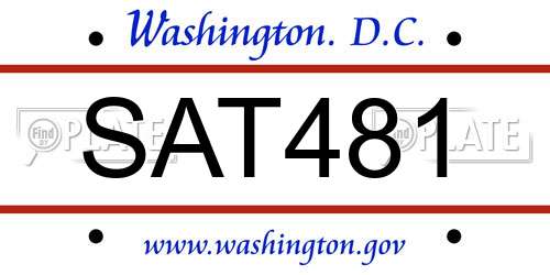SAT481 District Of Columbia License Plate