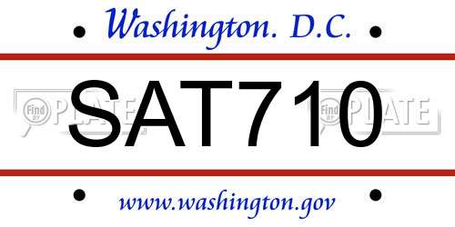 SAT710 District Of Columbia License Plate