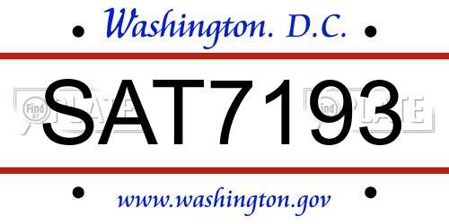 SAT7193 District Of Columbia License Plate