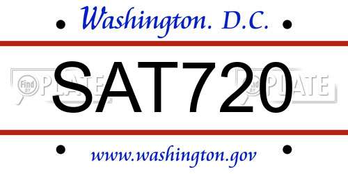 SAT720 District Of Columbia License Plate