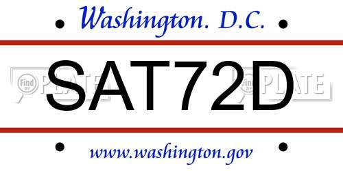 SAT72D District Of Columbia License Plate