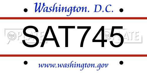 SAT745 District Of Columbia License Plate
