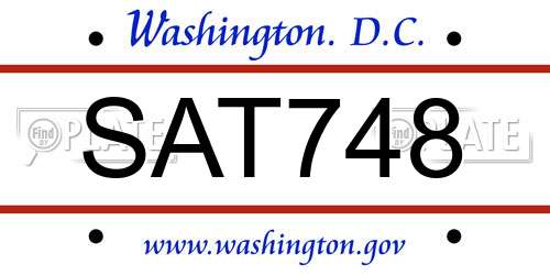 SAT748 District Of Columbia License Plate
