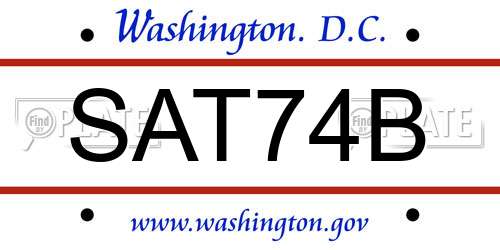 SAT74B District Of Columbia License Plate
