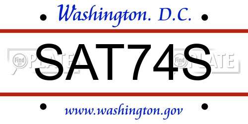 SAT74S District Of Columbia License Plate