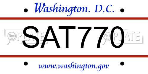 SAT770 District Of Columbia License Plate