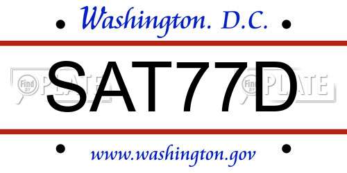 SAT77D District Of Columbia License Plate