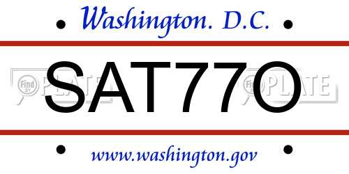 SAT77O District Of Columbia License Plate
