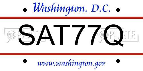 SAT77Q District Of Columbia License Plate