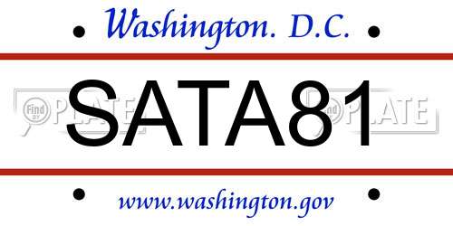 SATA81 District Of Columbia License Plate