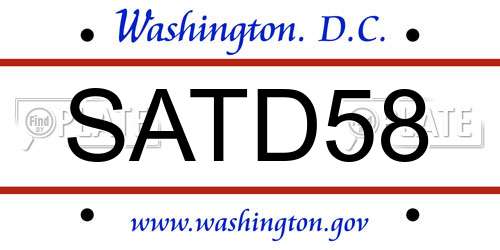 SATD58 District Of Columbia License Plate